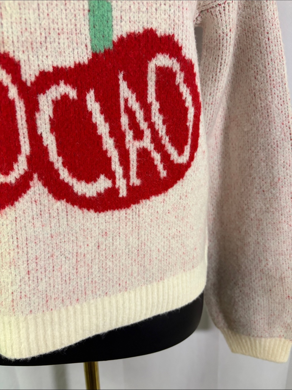 NWT A New Day White Multicolor Ciao Ciao Cherry Print Crewneck Sweater - Picture 9 of 16